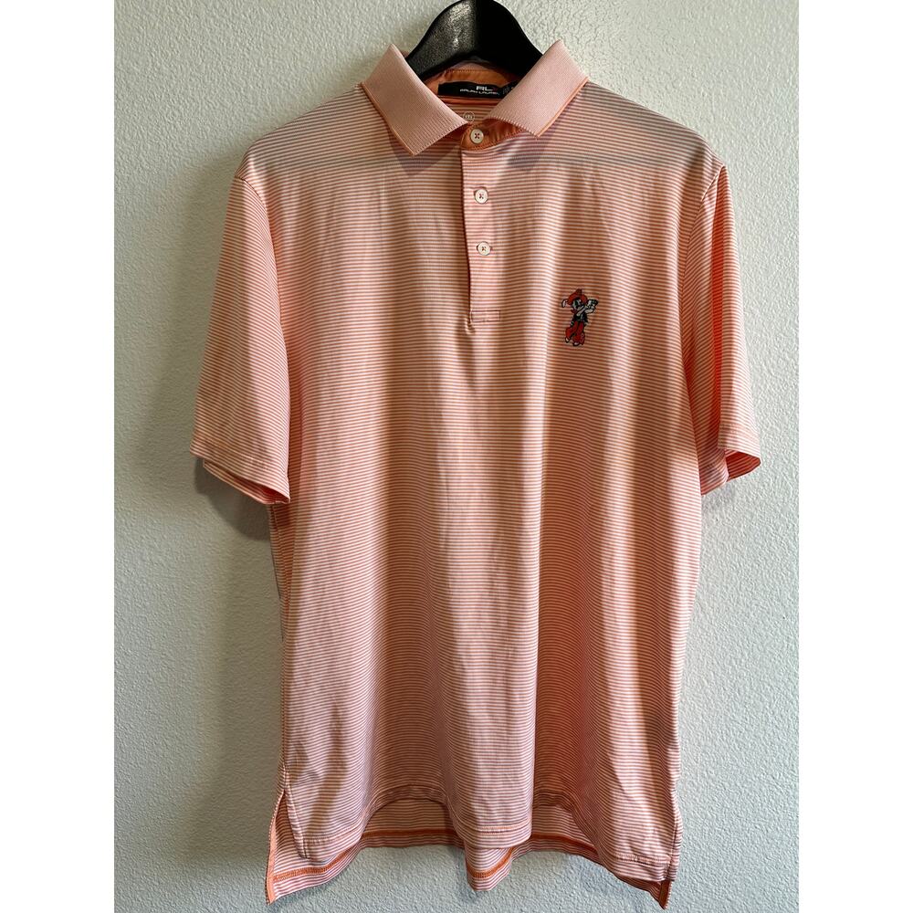 RLX Ralph Lauren Peach Colored Striped Casual Golf Polo Shirt Men’s M Light